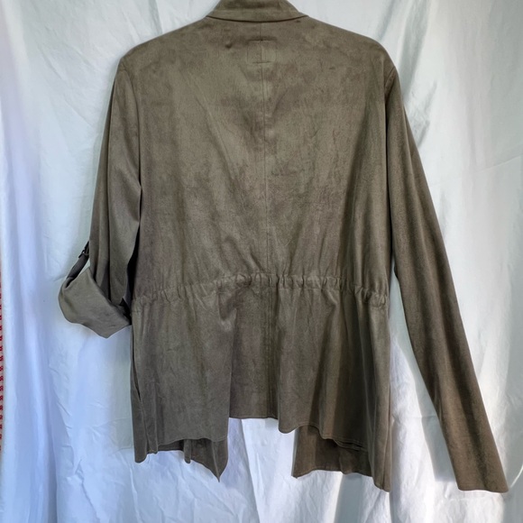 Kut From The Kloth Olive Faux Suede Draped Jacket XL - Picture 4 of 7